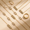 Three Slidable Zircon Pendant Necklace Bracelet Ring Gold Plated Stainless Steel Chain Necklaces Bracelets Rings Jewelry Set - Image 1