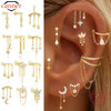 1PC Silver Eight-pointed Star CZ Piercing Earring For Women Tassel Chain Stud Earring Party Jewelry - Image 1