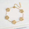 Stainless Steel Laser Five Leaf Flower Petal Adjustable Clover Bracelet Classic for Woman Girl Jewelry Party Gift - Image 1