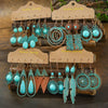 Boho Vintage Bronze Earrings Set Geometric Statement Dangle Earrings with Turquoise Wipe Green Workmanship Daily Wear Versatile - Image 1