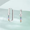 Silver Colorful Zirconium Sun Earrings Square Large Hoop Earrings Women Female Party Earring Jewelry - Image 4