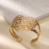 Stainless Steel Bracelet For Women Men Aesthetic Flower Leaf Bangle Opening Gold Color Geometric Bangles Bracelets Jewelry - Image 16