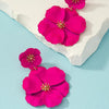Women Fuchsia Flower Drop Earrings Gold Plating White Fuchsia Spray Big Flower Dangle Earrings Holiday Bridal Earrings - Image 3