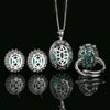 Green Tourmaline Ring Pendant Necklace Earrings for Women Retro Gemstone Cocktail Party Jewelry Set Birthday Gift - Image 6