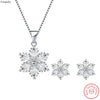 Silver Stud Earrings Crystal Snowflake Pendant Necklace For Women Jewelry Sets - Image 1