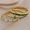 Vintage Green Zircon Block Bamboo Knot Stainless Steel Bangle for Women Golden Spring Bracelet Lady Jewelry Gift - Image 6
