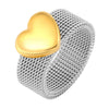 Heart Bracelets Cuff Mesh Adjustable Opening Bangle Heart Love Mesh Rings For Women Men Lover Couple Wedding Jewelry Set - Image 11