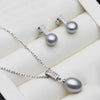 Freshwater Pearl Necklace and Earrings Set Woman, Silver Pearl Jewelry Set Mother's Day Gift White - Image 2