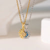 2pcs Set Cute Romance Stainless Steel Zircon Star Moon Embrace Pendant Necklace for Women Men Anniversary Gift Friend Jewelry - Image 1