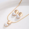 Pair of Heart Shaped Pearl Earrings And Necklace Set Elegant Jewelry Combo for Women - Image 2