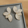 Shiny Micro-set Zircon Leaf Earrings for Women CZ Symmetrical Earring Wedding Jewelry - Image 1
