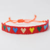Adjustable Multicolor Heart Bead Bracelet with Woven Pattern - Image 41