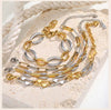 Two-Tone Stainless Steel Link Bracelet with Mixed Chain Design - Image 19