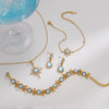Elegant Blue Resin Necklace Earrings Bracelet For Women Minimalist Gold Pvd Plated Stainless Steel Star Jewelry Set - Image 2