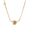 Zircon Bubble 26 Letters Necklace Stacked Jewelry Gold Plated Stainless Steel For Women Charm - Image 28