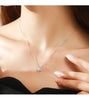 Modian Real 925 Sterling Silver Exquisite Square Shiny Zirconia Pendant Clear CZ Chain Necklace for Women Wedding Fine Jewelry