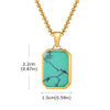 Turquoise Pendant Necklace for Men, Stainless Steel Box Chain Geometric Square Compass Stone Vintage Jewelry Gift - Image 16
