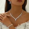 Women's Rhinestone Sparkling Earrings Necklace Bracelet Ring Jewelry Set Wedding Banquet Party Holiday Gift - Image 8