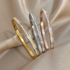 Glossy Rhinestone Stainless Steel Bangles Bracelets for Women Gold Silver Color Stacked Cuff Bracelet Jewelry Gifts - Image 1