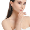 Cubic Zirconia Leaf Long Dangle Earrings for Elegant Women White Leaves Drop Earring Bridal Wedding Jewelry - Image 4
