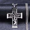Stainless Steel Tree of Life Cross Pendant Necklace Silver Color Men Women Aesthetic Necklace Jewelry Arbol De La Vida N3018S02 - Image 11