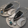 Delicate Moon Black Blue Stone Earrings for Women Silver Color Dangle Earrings Jewelry - Image 6