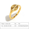 Wave Rings for Women Minimalist Dainty Rays Texture Circle Ring Stainless Steel Signet Chunky Dome Ring Jewelry - Image 8