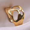Abstract Hollow Irregular Open Adjustable Stainless Steel Rings Gothic Irregular Geometric Hammered Heart Lover Jewelry Rings - Image 3