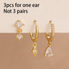 Three-Piece Rhombus Pendant Hoop Earring Set in Gold-Tone or Silver-Tone - Image 8