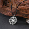 Silver Compass Black Leather Thong Necklace For Men Women Jewelry Gift - Image 3