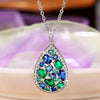 Geometric Green/Blue Cubic Zirconia Necklace for Women Silver Color Chain Women Wedding Jewelry - Image 3