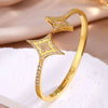Yupsk 2pcs Star Design Stainless Steel Open Bracelet Shiny Cubic Zirconia Decorated Cuff Bangle Colorfast Jewelry Gift - Image 5