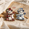 Christmas Enamel Brooch Vintage Blue White Porcelain Style Santa Snowman Cat Reindeer Lapel Pin Xmas Festive Badge CoatSweater - Image 5