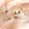 5pcs Blue Space Planet Moon Zircon Jewelry Set Sliver Gold Color Stainless Steel Bracelet Necklace Ring Earrings Gift - Image 6
