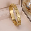 3Pcs Gold Plated Stainless Steel Clover Bracelet Set For Women, Lucky Four Leaf Charm Bangle Jewelry Gift - Image 2