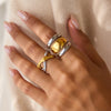 Minimalist Line Design Double Color Open Ring Gold-plated Stainless Steel Women Jewelry Suitable For Daily Wear - Image 2