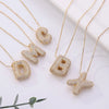 Stainless Steel Bubble Letter Necklace for Women Girls Shiny Zircon Rhinestone Alphabet 26 A-Z Dainty Balloon Choker - Image 3