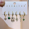 6pcs Pendant Earring Set Star Flower Butterfly and Simple Hoop Earrings Jewelry Gold Plated Accessory - Image 23