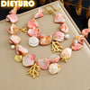 316L Stainless Steel Pink Stone Coral Starfish Turtle Necklace Bracelet Set Lady Jewelry Gift Set - Image 1