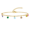Colorful Cubic Zirconia Anklet Bracelet for Women, Adjustable Stainless Steel Foot Chain Anklets Beach Jewelry - Image 9