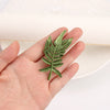 Fern Leaf Brooch Green Lacquer Pin Jewelry Plant Flower Corsage Minimalist Design Badge - Image 4