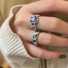 Vintage Geometric Zircon Open Finger Rings For Men Women Jewelry Gift Party Hip Pop кольцо женское - Image 3