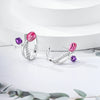 Colorful Cubic Zirconia Huggie Hoop Earrings in Flower Butterfly and Clover Designs - Image 57