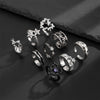 9pcs/Set Kpop Goth Punk Harajuku Metal Thorns Love Heart Star Zircon Ring Set for Women Egirl Vintage Aesthetic Y2K Jewelry - Image 4