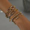 Minimalist Gold Color Plated Stainless Steel Thick Chain Bracelet Double Color Bead Bracelet Women's Jewelry - Image 1