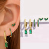 6PCS Green Tragus Huggie Earring Set For Women Fahion Square Crystal Cartilage Hoop Earring Shiny Helix Piercing Lobe Jewelry - Image 1