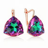 25 13mm Purple Triangular Stone Drop Earrings For Women Rose Gold Color Unique Big Zircon Jewelry Gifts - Image 6