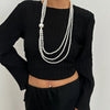 Ingemark Baroque Multilayer Imitation Pearl Long Chain Necklace Women Creative Elegant Sweater Chain Neck Accessories Jewelry - Image 3