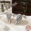 Silver Hip Hop Vintage Couples Creative Angel Wings Stud Earrings Women Punk CZ Studs Birthday Jewelry Gift - Image 5