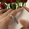 Silver Personality Flower Pearl Adjustable Retro Ring Jewelry For Women Party Elegant Accessories - Image 1